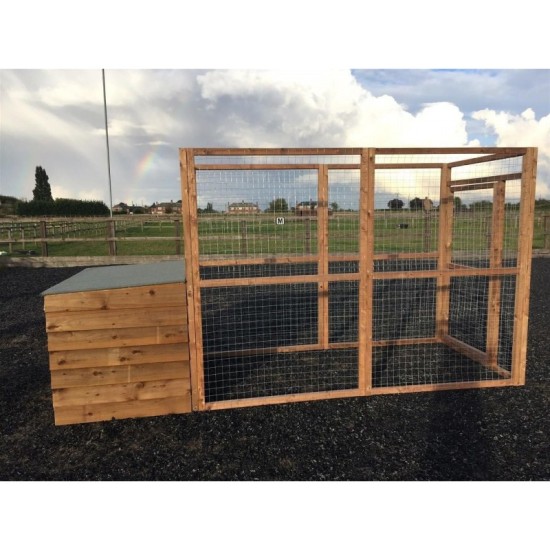 Dog Kennel & Run 12ft x 4ft x 6ft high, 2x2" 16G wire mesh felted Roof Shelter.