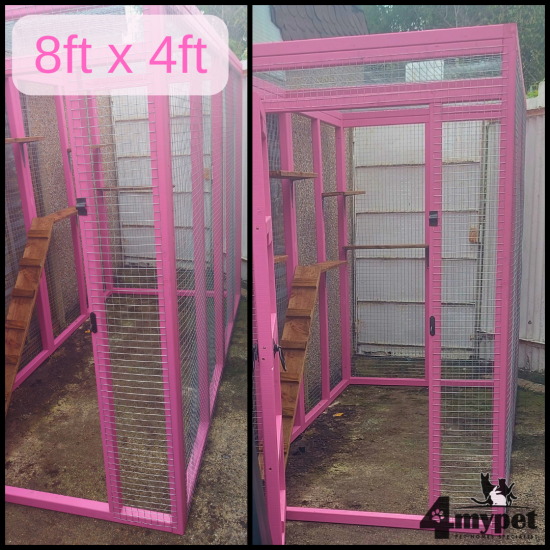 Pink 8FT X 4FT X 6ft High Freestanding Catio Enclosure 